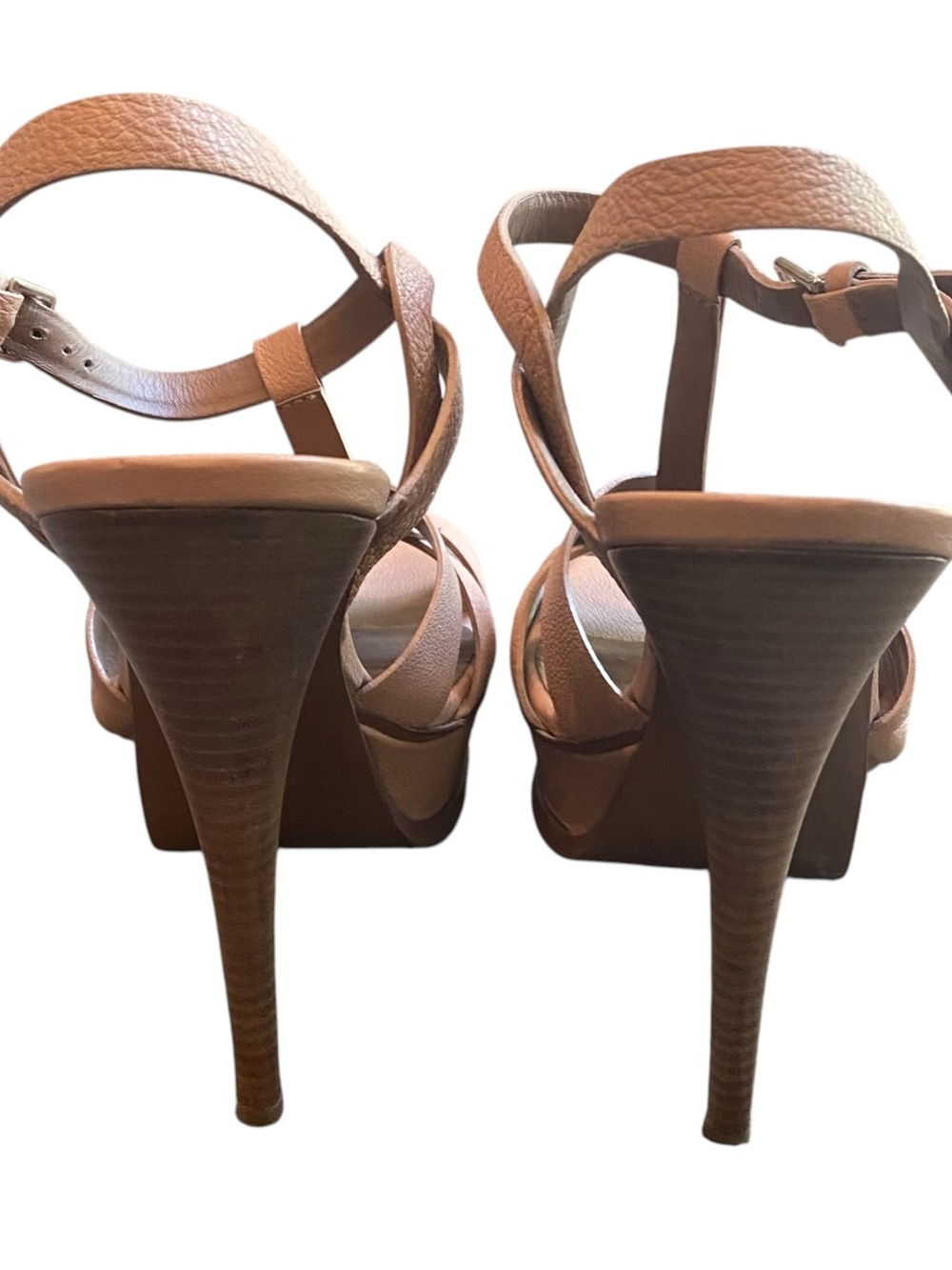 Saint Laurent 105mm Tribute T-Strap Pebbled Leather Slingback Platform Stilettos - Picture 4 of 6